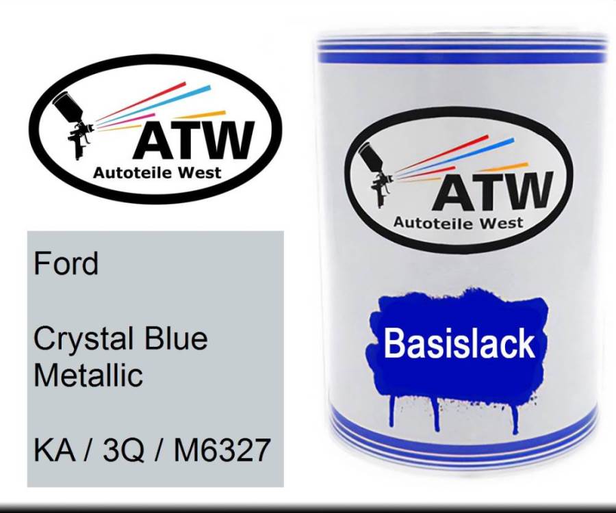 Ford, Crystal Blue Metallic, KA / 3Q / M6327: 500ml Lackdose, von ATW Autoteile West.
